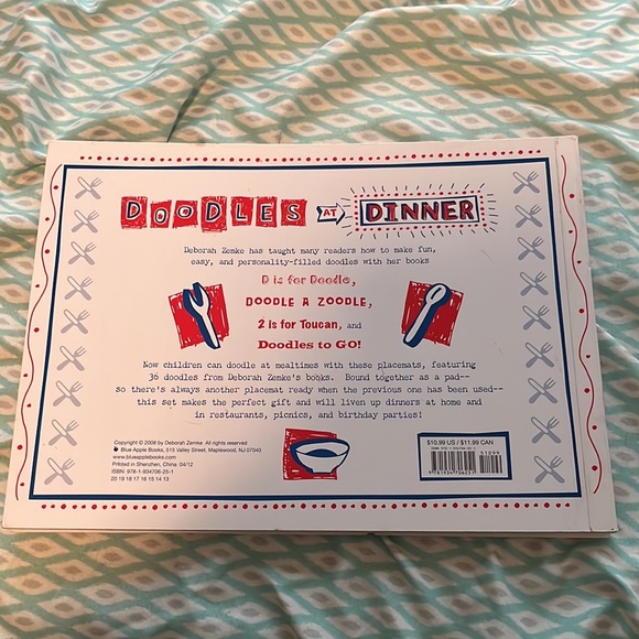 Doodle Pad Place Mat, Removable Pages, Blue, White - Picture 2 of 5